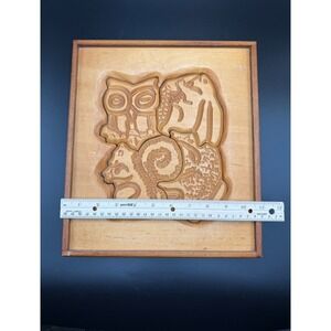 Vtg Hand Carved Dutch Holland Wood Speculaas Cookie Bakers Mold Animals RARE!